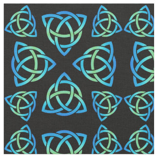 Tissu Celtic Triquetra Motif Blues et vert sur noir
