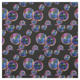 Tissu Cercle, coloré, bulles arc-en-ciel, points en noir
