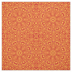 Tissu Cercle jaune coeur rouge Imprimer Motif géométriqu
