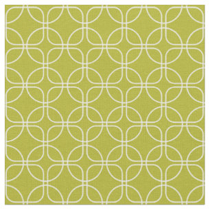 Tissu Cercles Blancs Carrés Sur Avocado Green Mid Centur