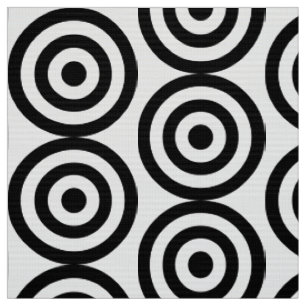 Tissu Cercles concentriques - noir sur le blanc
