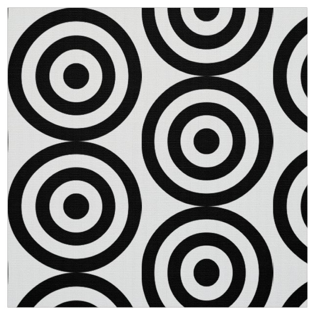 Tissu Cercles concentriques - noir sur le blanc (Échantillon)