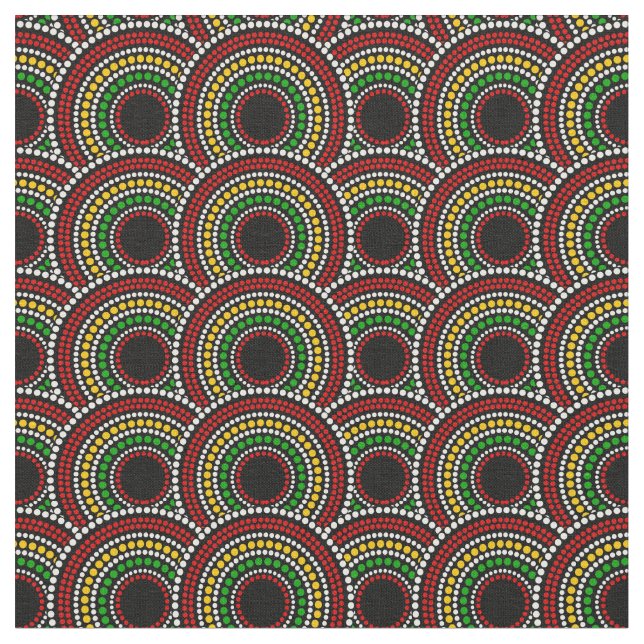 Tissu Cercles d'impression africains Motif en rouge or v (Fermer)
