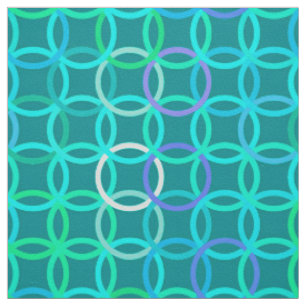 Tissu Cercles, turquoise et aqua modernes de la moitié