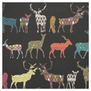 Tissu cerf à motif noir