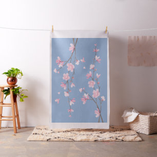 Tissu Cerisiers en fleurs - Bleu de sérénité