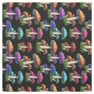 Tissu Champignons colorés sur le textile Arrière - plan
