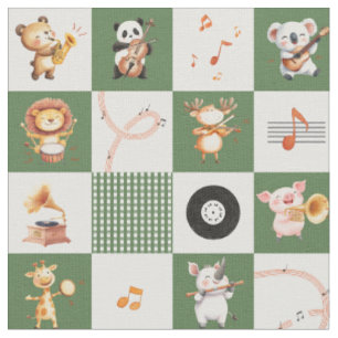 Tissu Chanson heureuse rythme musical animaux sauvages g