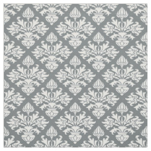 Tissu Charbon de bois, damassé blanche #3 Size6 de moti