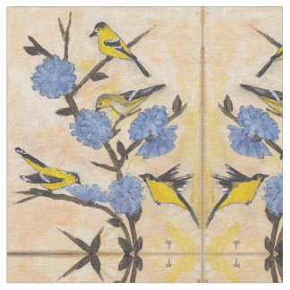 Tissu Chardonnerets et chicorée