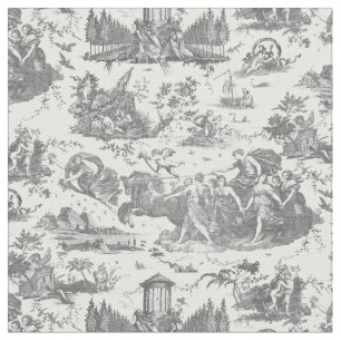 Tissu Chariot français vintage de Dawn Toile de Jouy-Gre
