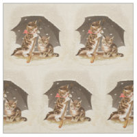 Chatons vintage sous parapluie art de chat antique