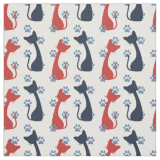 Tissu Chats de ferme d'art populaire - Rouge de grange &