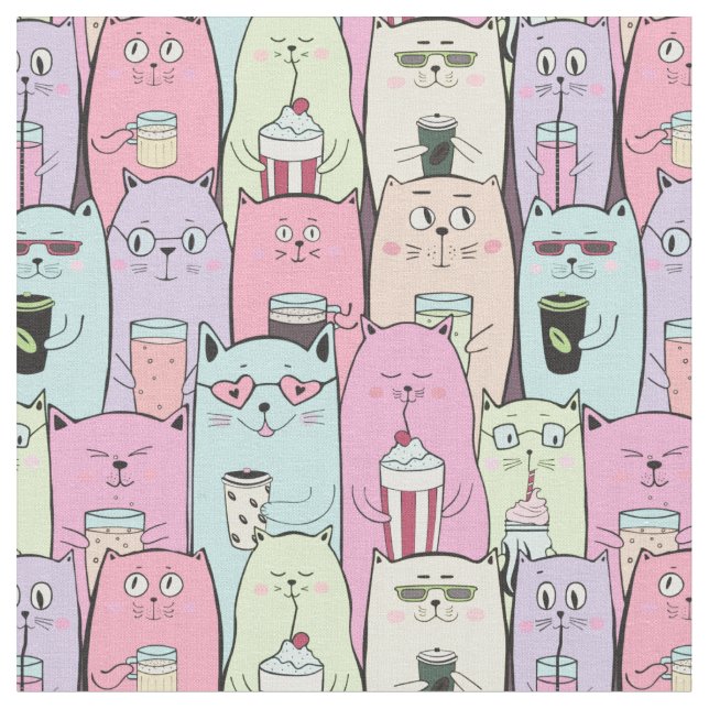 Tissu Chats mignons (Fermer)
