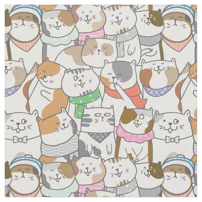 Tissu Chats Mignons (Fermer)