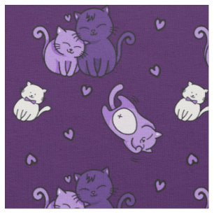 Tissu Chats mous sur Amoureux des chats Purple Cheeky Wi