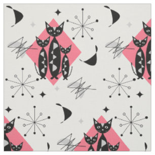 Tissu Chats rétro du milieu du siècle moderne Motif