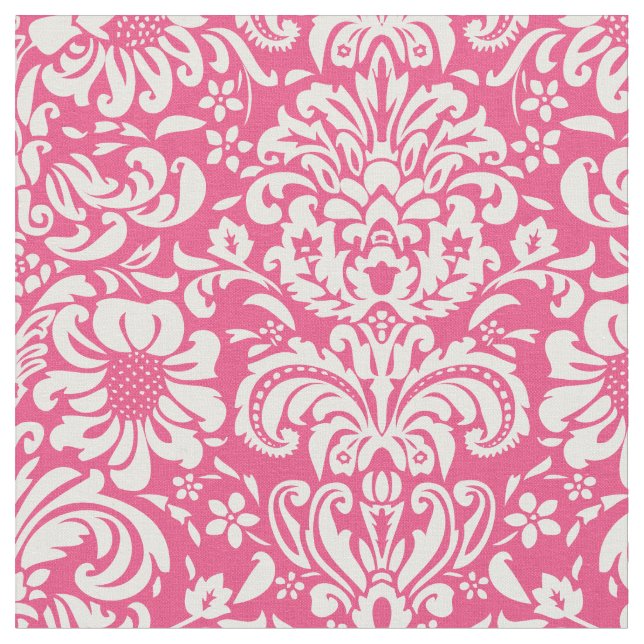 Tissu Chaud rose floral Damask (Fermer)