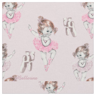 Tissu Chaussons vintages Ballerina Baby et Ballet en ros