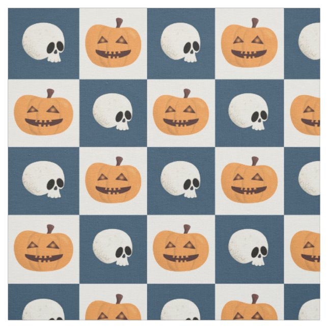 Tissu Checks de Skulls et Pumkins (Échantillon)