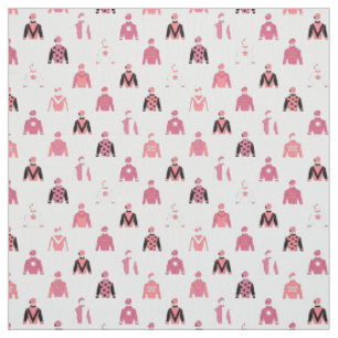 Tissu Cheval équitation Jockey soies rose et blanc