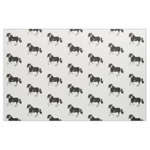 Tissu Cheval gitan de Pinto Vanner de peinture noire et