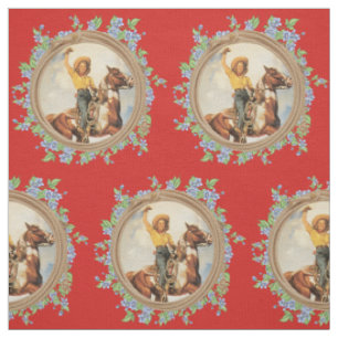 Tissu Cheval occidental vintage de cow-girl avec des