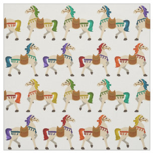 Tissu chevaux d'arc-en-ciel blancs