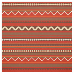 Tissu Chevron géométrique et rayures rouges