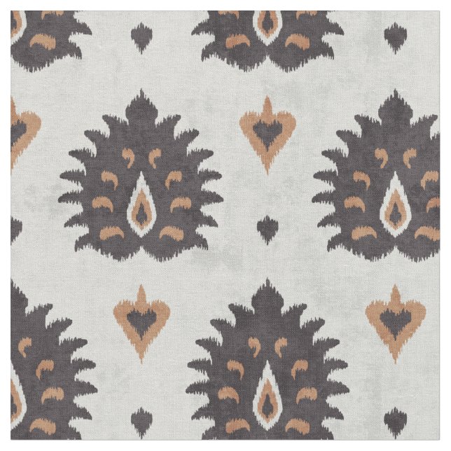 Tissu Chic brun brun brun motif damask ikat (Fermer)