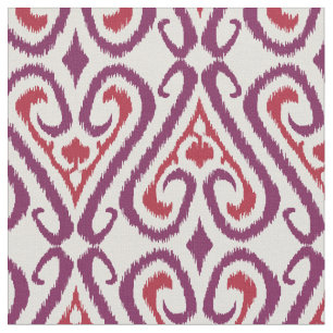 Tissu Chic coloré rouge et violet Ikat damask motifs