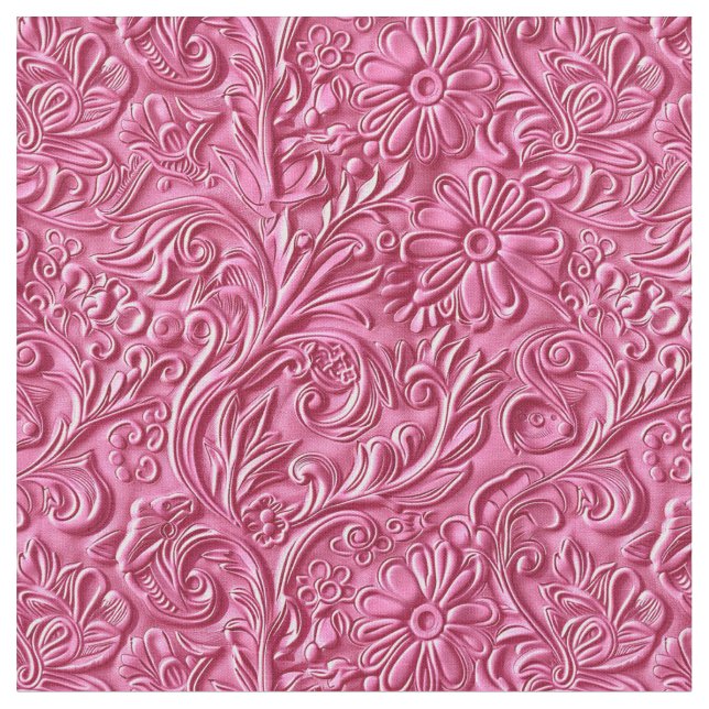 Tissu Chic hot pink tooled leather floral (Fermer)
