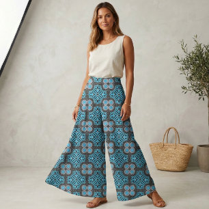 Tissu Chic tendance Motif de géométrie noir et turquoise