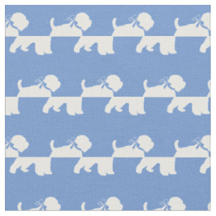 Tissu Chien à roulettes Silhouette Animal bleu clair