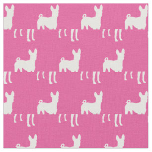 Tissu Chien Basenji Silhouette Animal rose
