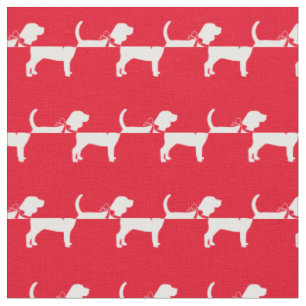 Tissu Chien beagle Silhouette Animal Rouge