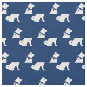 Tissu Chien d'Akita Silhouette Marine des animaux