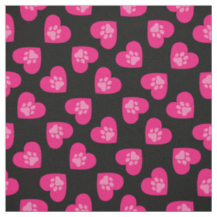 Tissu Chien d'animaux domestiques Chat Paw Cute Heart