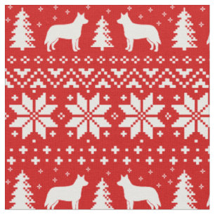 Tissu Chien de bétail australien SIlhouettes Heeler Noël