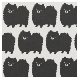 Tissu Chien de Poméranie noir mou Motif