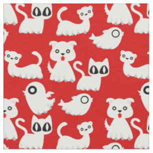 Tissu chien fantôme d'halloween rouge