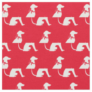 Tissu Chien gris Silhouette Animal Rouge