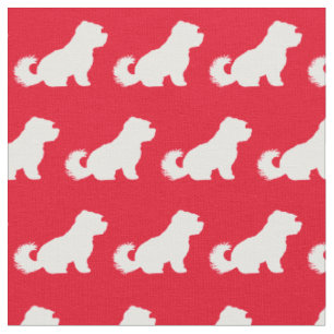 Tissu Chien maltais Silhouette Animal Rouge