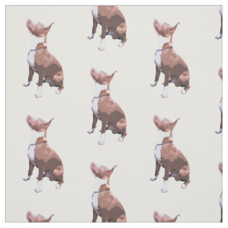 Tissu Chien motif marron et blanc tendance Pit Bull 