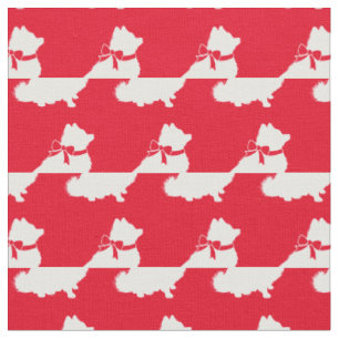Tissu Chien Poméranie Silhouette Animal Rouge