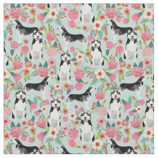 Tissu Chien pourri vintage floral bleu clair