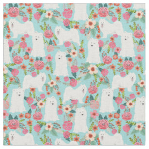 Tissu Chien sauté vintage floral bleu clair