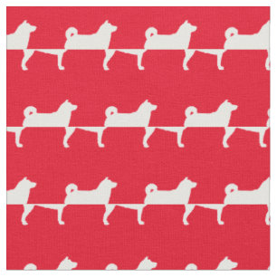 Tissu Chien Shibu Inu Silhouette Animal Rouge