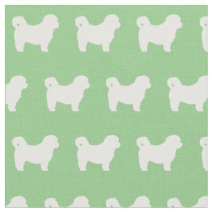 Tissu Chien Shih Tzu Silhouette Animal Sage Green