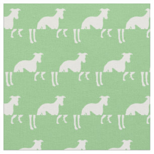 Tissu Chien Whippet Silhouette Animal Sage Green